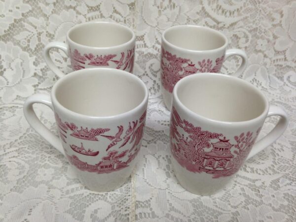 Vintage, Rare, Johnson Bros., England, Red-Blue Willow 6pc Tea Set for 4