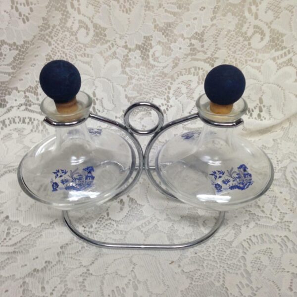 Vintage, 3-pc Blue Willow Oil and Vinegar Cruet Set