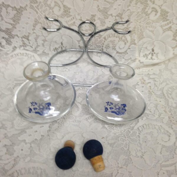 Vintage, 3-pc Blue Willow Oil and Vinegar Cruet Set