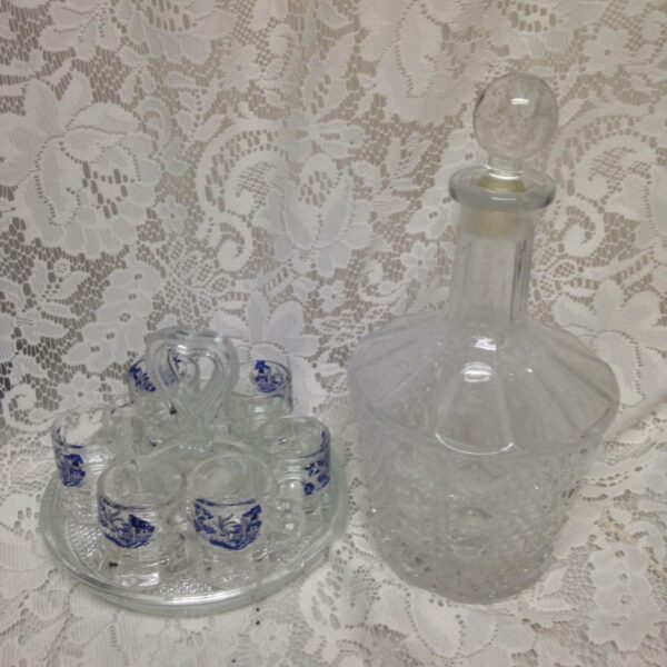 Vintage, Old American Pressed Glass Liquor or Wine Jug 10in H x 5in D