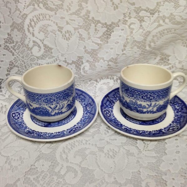 Vintage, Willoware USA, Blue Willow 4pc Cups and Saucers