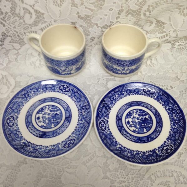 Vintage, Willoware USA, Blue Willow 4pc Cups and Saucers