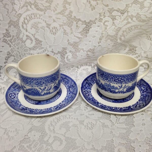 Vintage, Willoware USA, Blue Willow 4pc Cups and Saucers