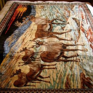 Vintage, Italian, 70" x 50" Six Deers-Reindeers Tapestry