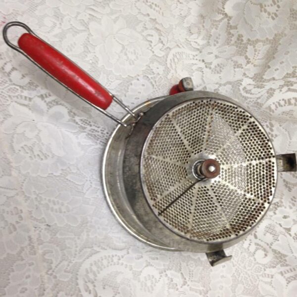 Vintage, Foley Food Mill, Aluminum Fruit or Food Masher 13in x 7.5in x 4.5in