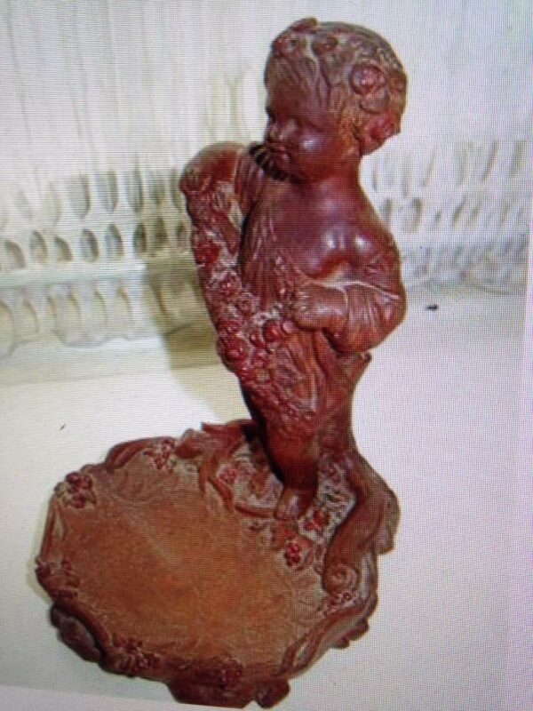 Vintage, 1940s Wood Composition Girl with Roses Figurine (kfte) This is a ado