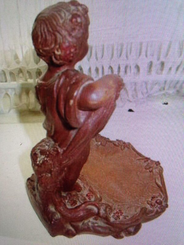 Vintage, 1940s Wood Composition Girl with Roses Figurine (kfte) This is a ado