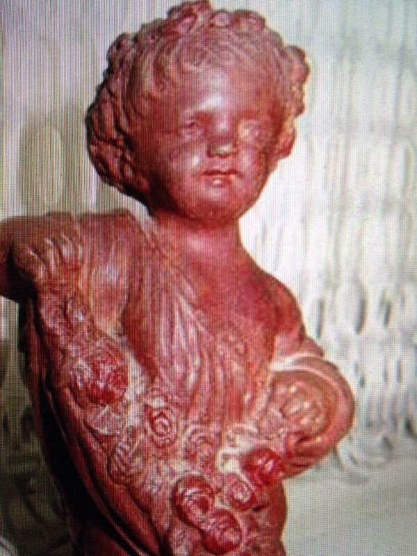 Vintage, 1940s Wood Composition Girl with Roses Figurine (kfte) This is a ado