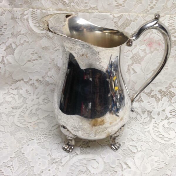 Vintage Leonard Silver Plated Footed Pitcher with Ice Guard 9n x 8in