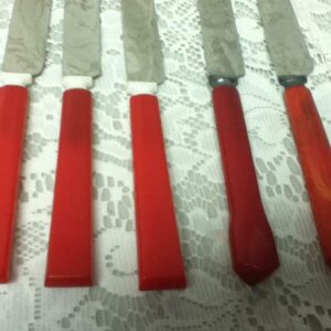 Vintage, 5-pc Lot, Red Bakelite Knives