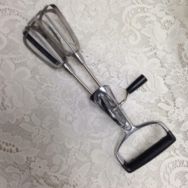 Vintage, EKCO USA., Black Hand Held -Aluminum Egg Beater-Mixer 12in x 4in