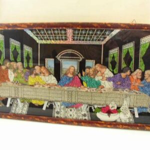 Vintage, Elegant, Colorful Last Supper Glass-Mother of Pearl Artwork