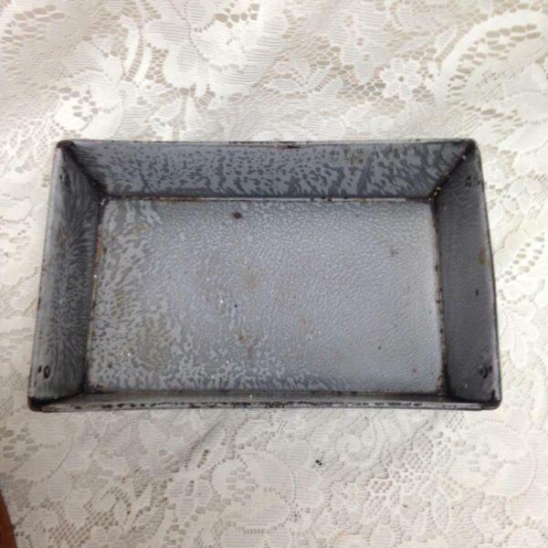 Vintage, Graniteware Gray Baking Pan 10.5in x 6.5in x 2.5in