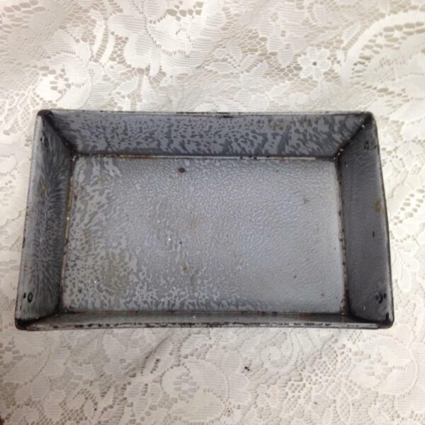 Vintage, Graniteware Gray Baking Pan 10.5in x 6.5in x 2.5in