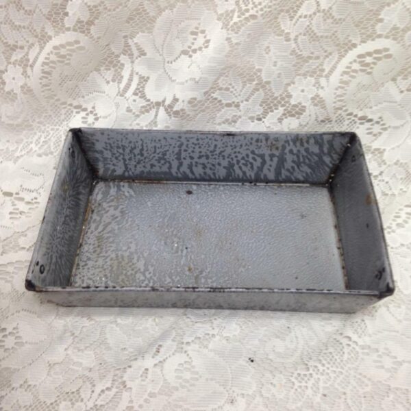 Vintage, Graniteware Gray Baking Pan 10.5in x 6.5in x 2.5in