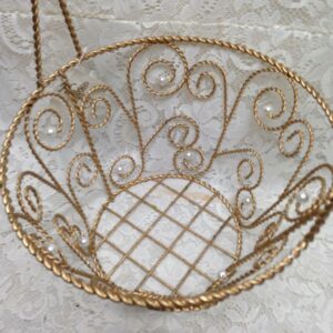 Beautiful, Large, Gilded Metal-Pearl Basket 16in x 12in