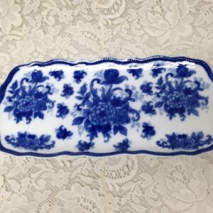 Vintage, Floral Flow Blue Crackers- Sandwich Tray Server 16in x 7in