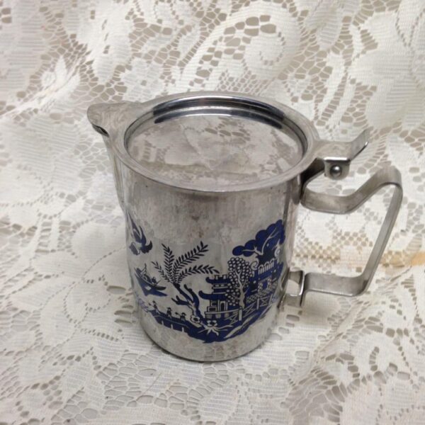 Vintage, 4pc Blue Willow Stainless-Chrome Small or Single Tea Set (B)