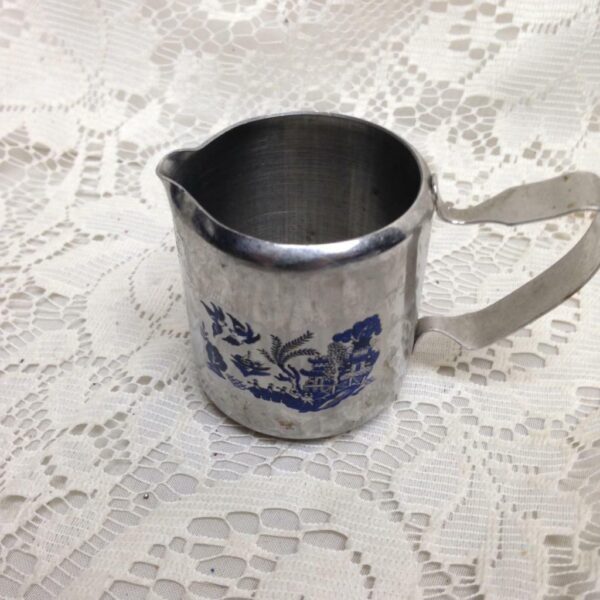 Vintage, 4pc Blue Willow Stainless-Chrome Small or Single Tea Set (B)