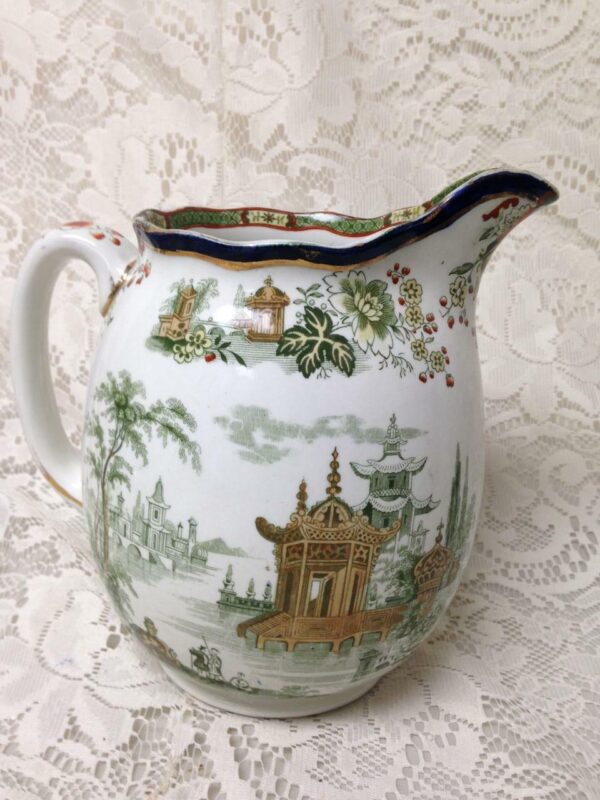 Vintage, Rare, Royal Doulton, England, Madras Variant Gaudy Willow Pitcher