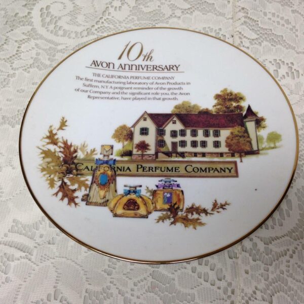 Vintage, Avon Perfume Co., 10th Anniversary Commemorative Plate 8.5in D