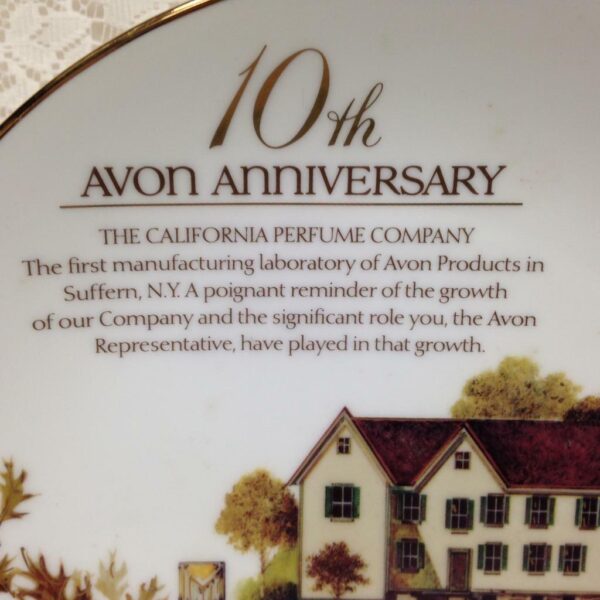 Vintage, Avon Perfume Co., 10th Anniversary Commemorative Plate 8.5in D