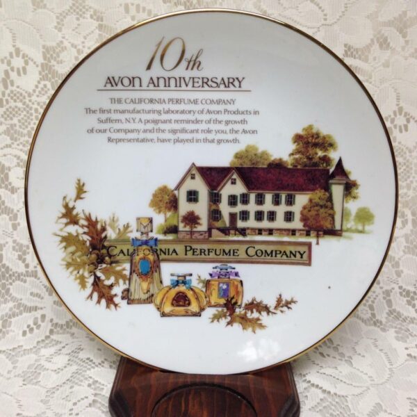 Vintage, Avon Perfume Co., 10th Anniversary Commemorative Plate 8.5in D