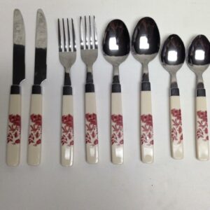 Vintage, 8-pc Red Blue Willow Flatware, Service fo 2