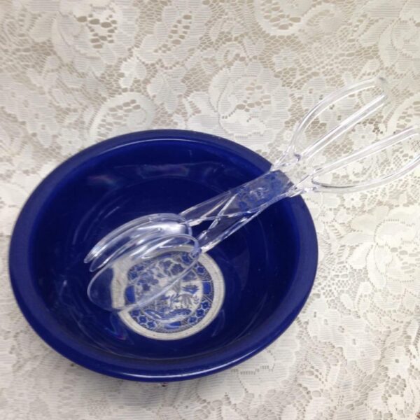 Vintage, Pyrex, Cobalt Blue 3.5in x 8.5 in Salad or Pasta Bowl -Blue Willow Fork