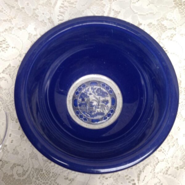 Vintage, Pyrex, Cobalt Blue 3.5in x 8.5 in Salad or Pasta Bowl -Blue Willow Fork