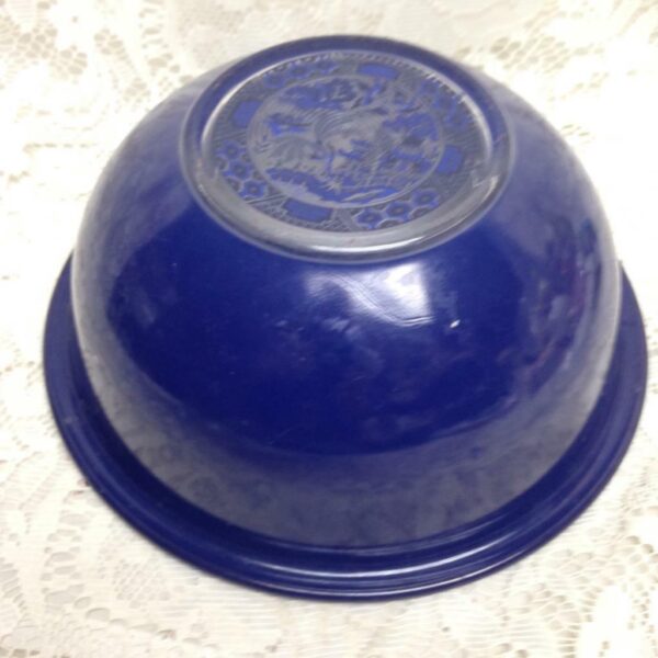 Vintage, Pyrex, Cobalt Blue 3.5in x 8.5 in Salad or Pasta Bowl -Blue Willow Fork