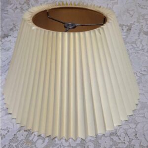 Vintage Large Pleated Beige Round Shade 8in H x 13in D