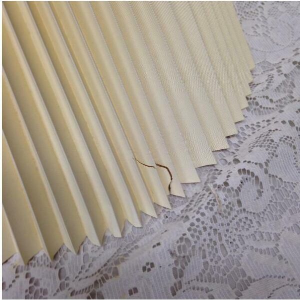 Vintage Large Pleated Beige Round Shade 8in H x 13in D