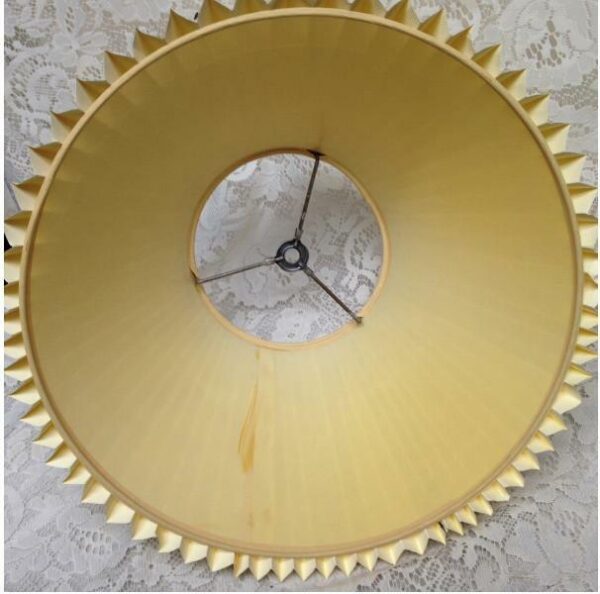 Vintage Large Pleated Beige Round Shade 8in H x 13in D