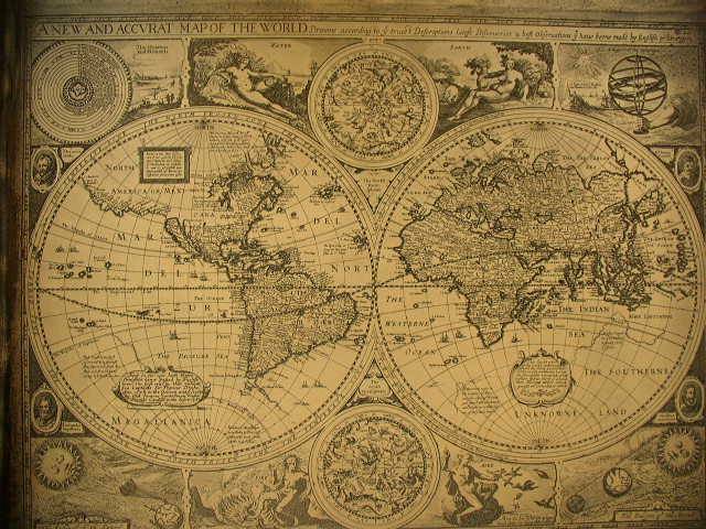 Vintage, Reproduction, 16th C. Map of the World- Artwork Wall Decor 23in x 15in