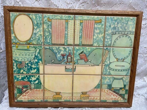 Rare, Custom Made, Heavy Tiled Bath Decor 19in x 15in