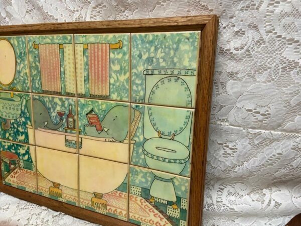 Rare, Custom Made, Heavy Tiled Bath Decor 19in x 15in