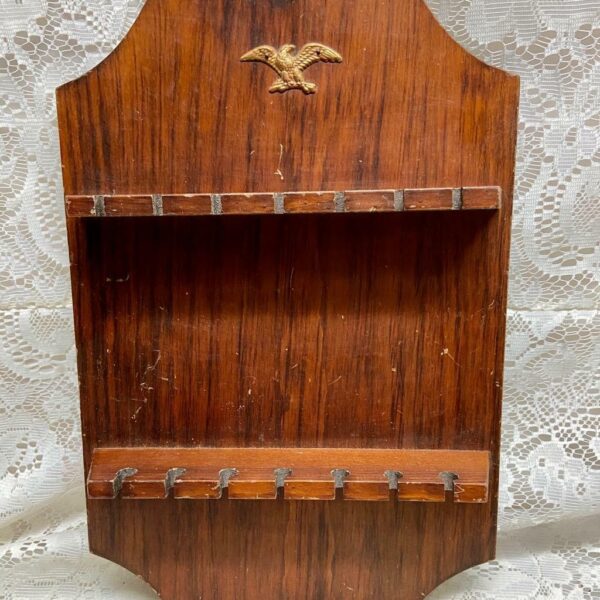 Vintage, Wooden 14-pc Spoon Rack with Eagle 15in x 9.5in