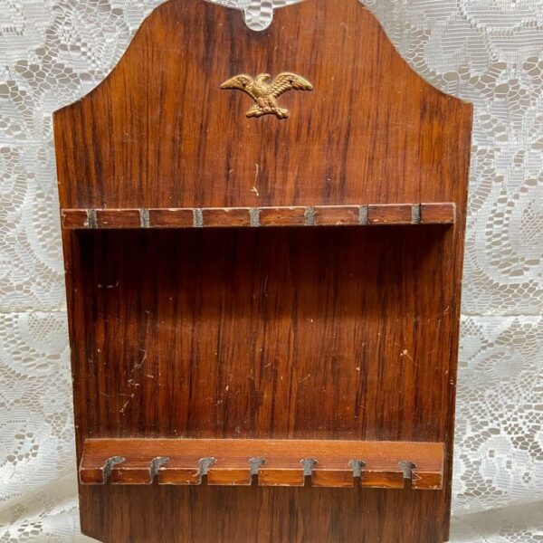 Vintage, Wooden 14-pc Spoon Rack with Eagle 15in x 9.5in