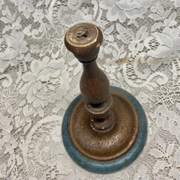 19th C Pair of Wooden Tall Candle Holder 8.5in T x 5in D