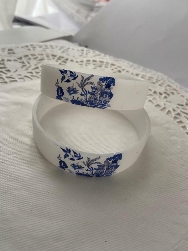 2pc Blue Willow Large Bangles 10-inch in Circumference