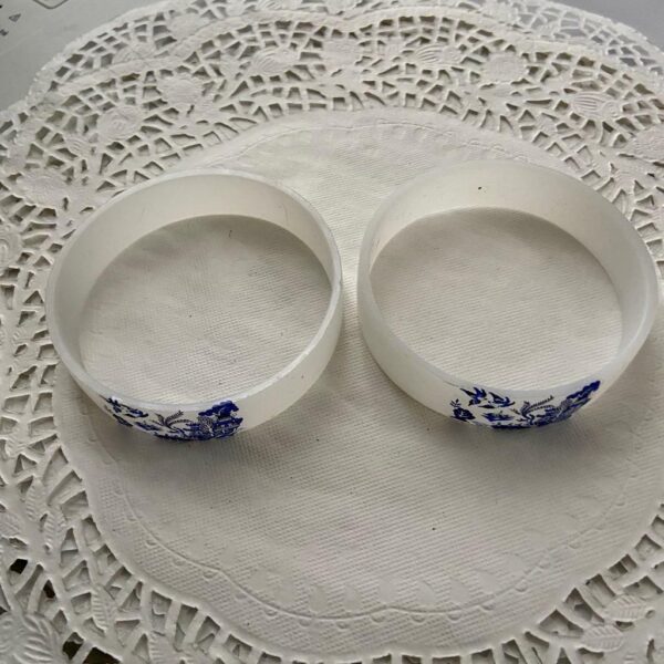 2pc Blue Willow Large Bangles 10-inch in Circumference