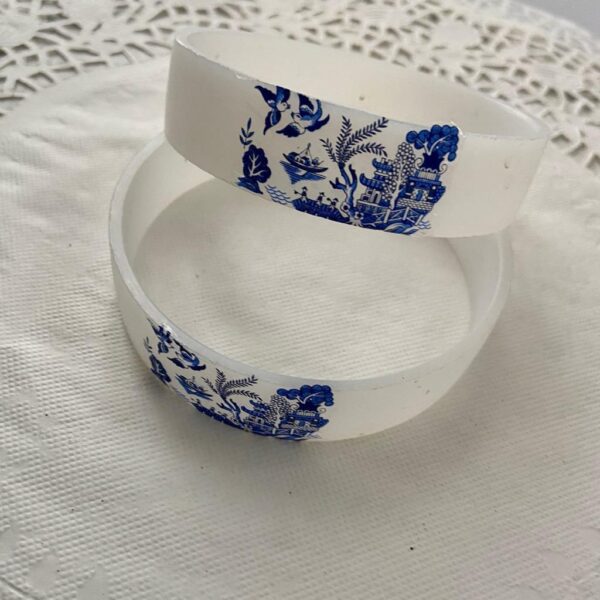 2pc Blue Willow Large Bangles 10-inch in Circumference