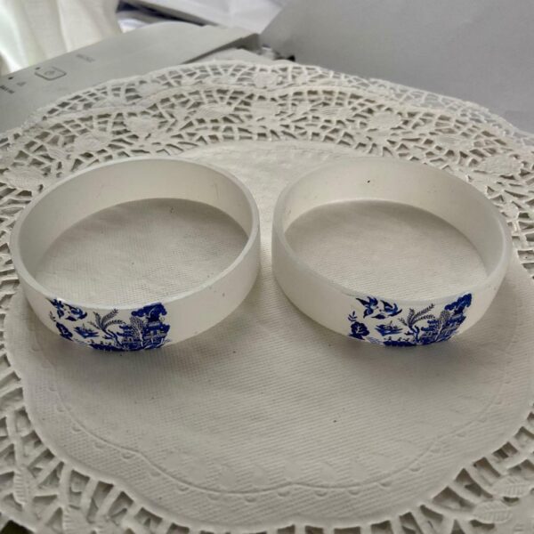 2pc Blue Willow Large Bangles 10-inch in Circumference