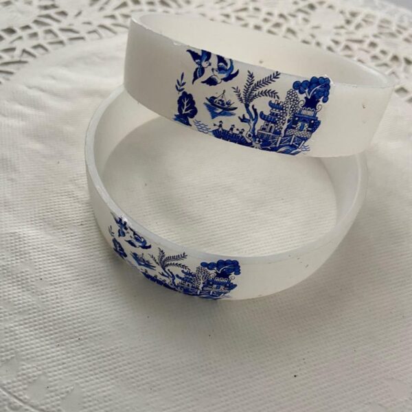 2pc Blue Willow Large Bangles 10-inch in Circumference