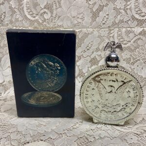 1970s Avon Oland After Shave 1866 Morgan Silver Dollar Piece Decanter 6fl (NIB)