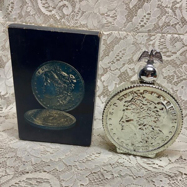 1970s Avon Oland After Shave 1866 Morgan Silver Dollar Piece Decanter 6fl (NIB)