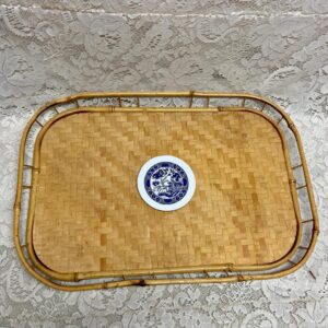 Vintage Bamboo Serving Tray 19in x13in