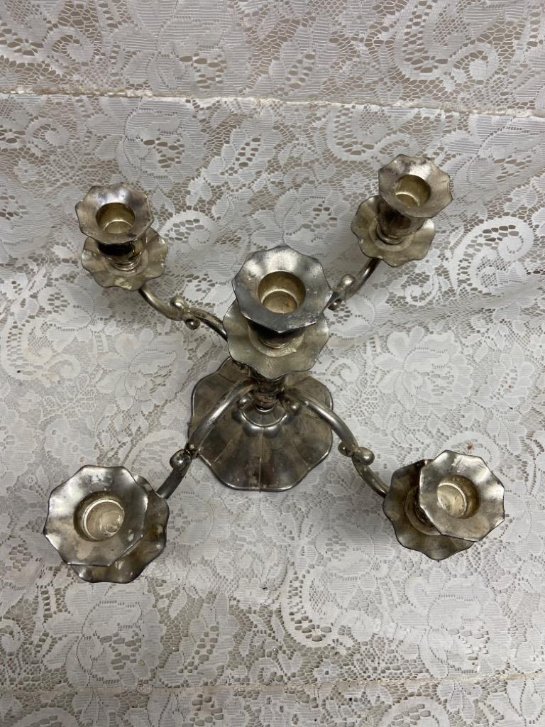 Vintage, Large Silver-plated 5-Lights Candelabra