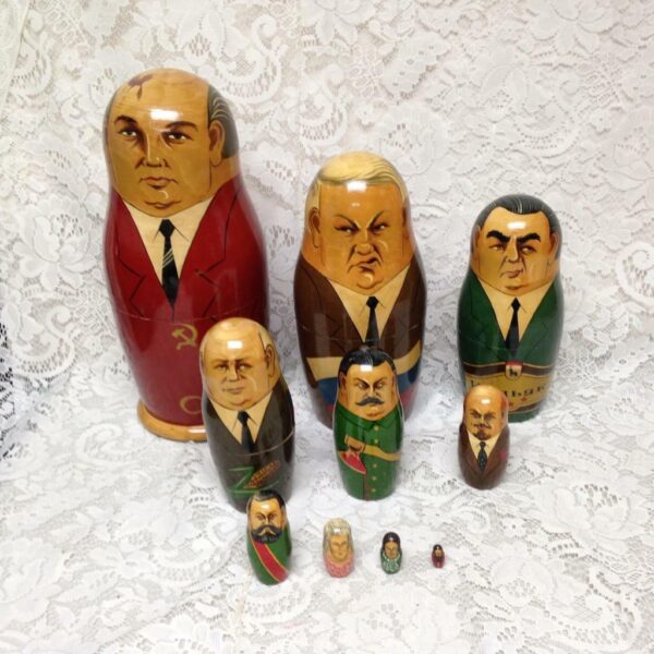 Handpainted High End Set of 10pc Nesting Dolls-Russia’s Political Figures 13.5in